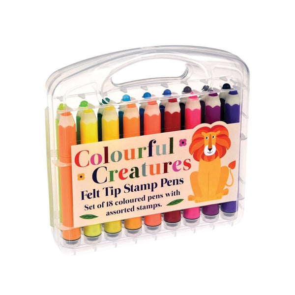 Colourful Creatures Felt Tip Stamp Pens - Set of 18