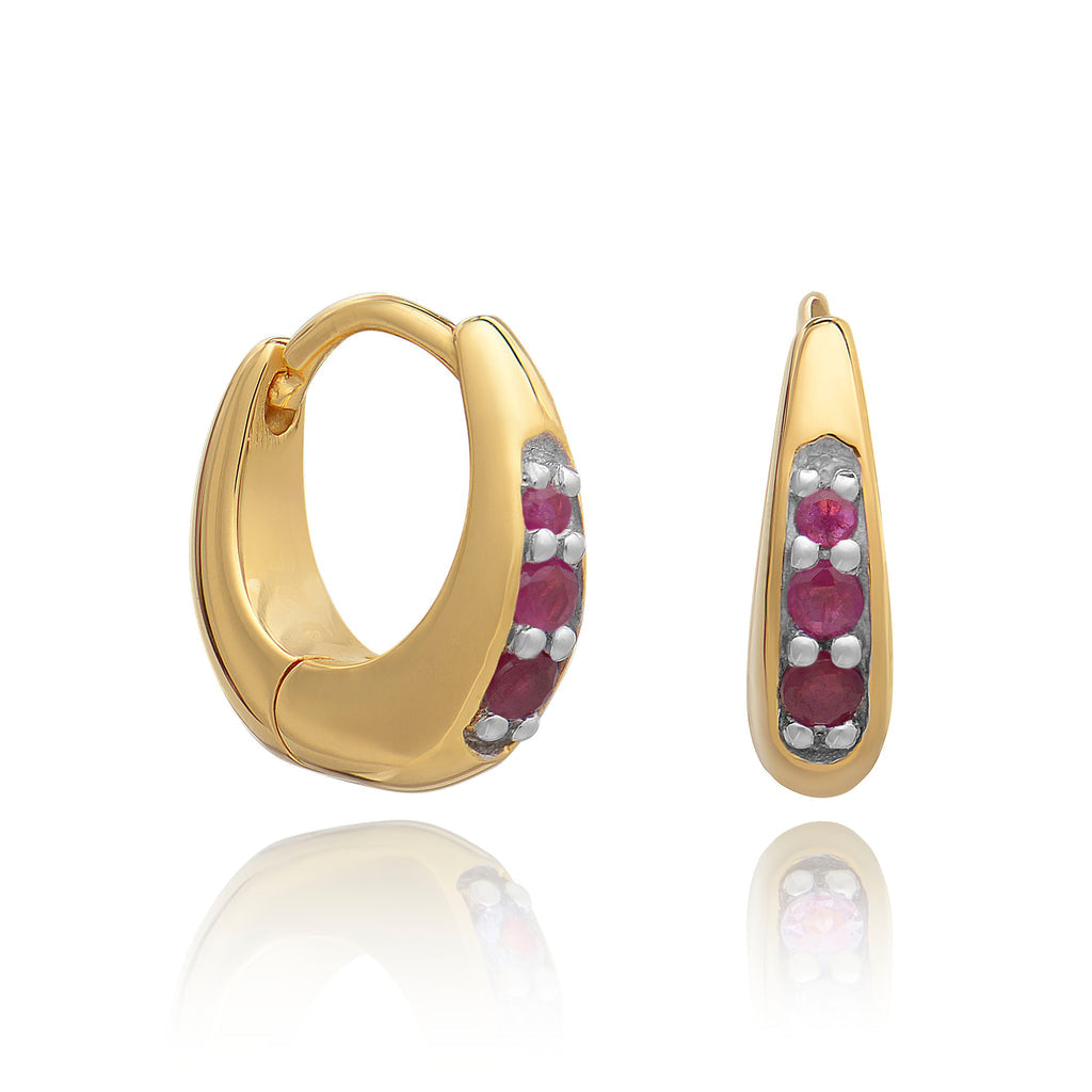 Birthstone Huggie Hoop Earrings