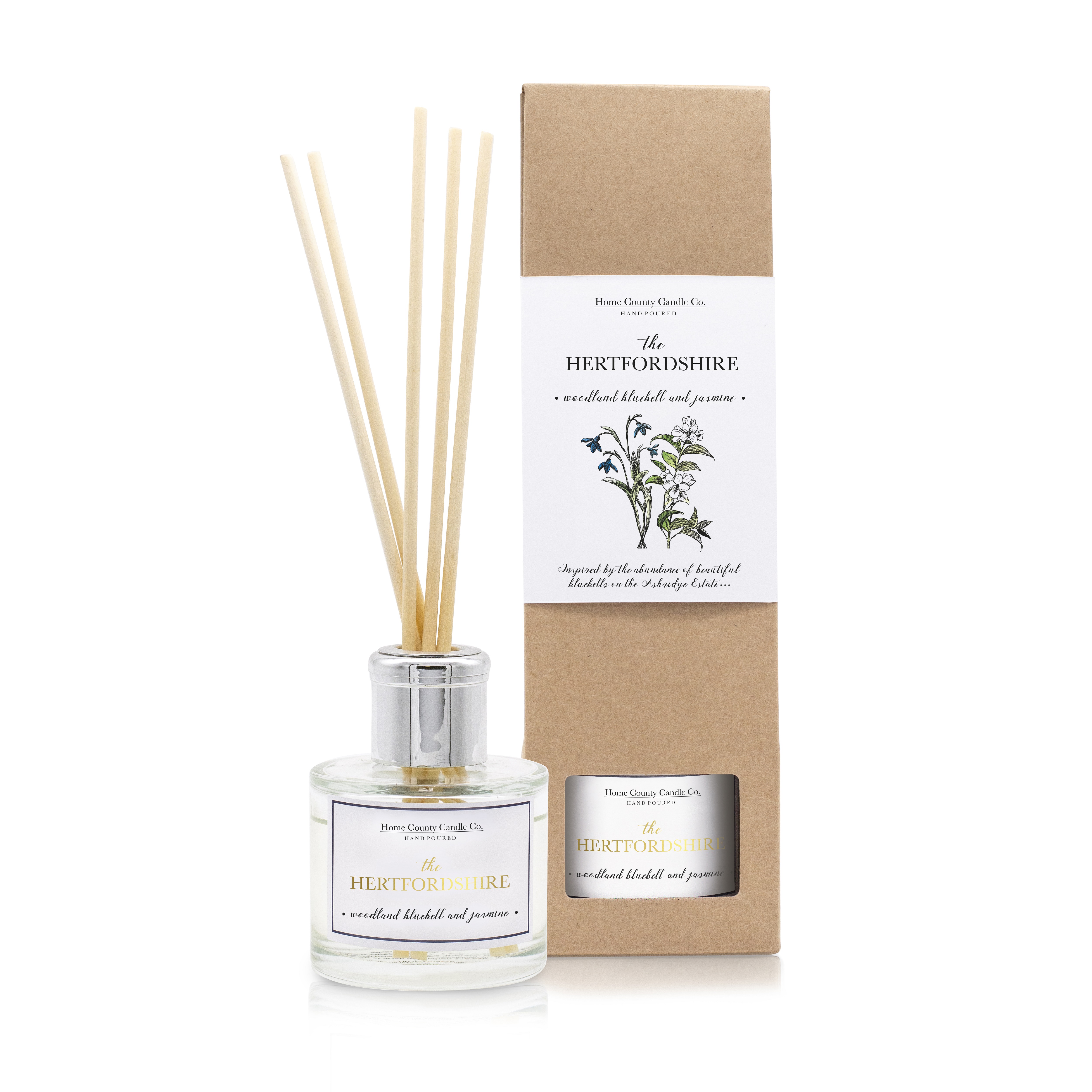 Home County Candle The Hertfordshire Woodland Bluebell and Jasmine Reed Diffuser