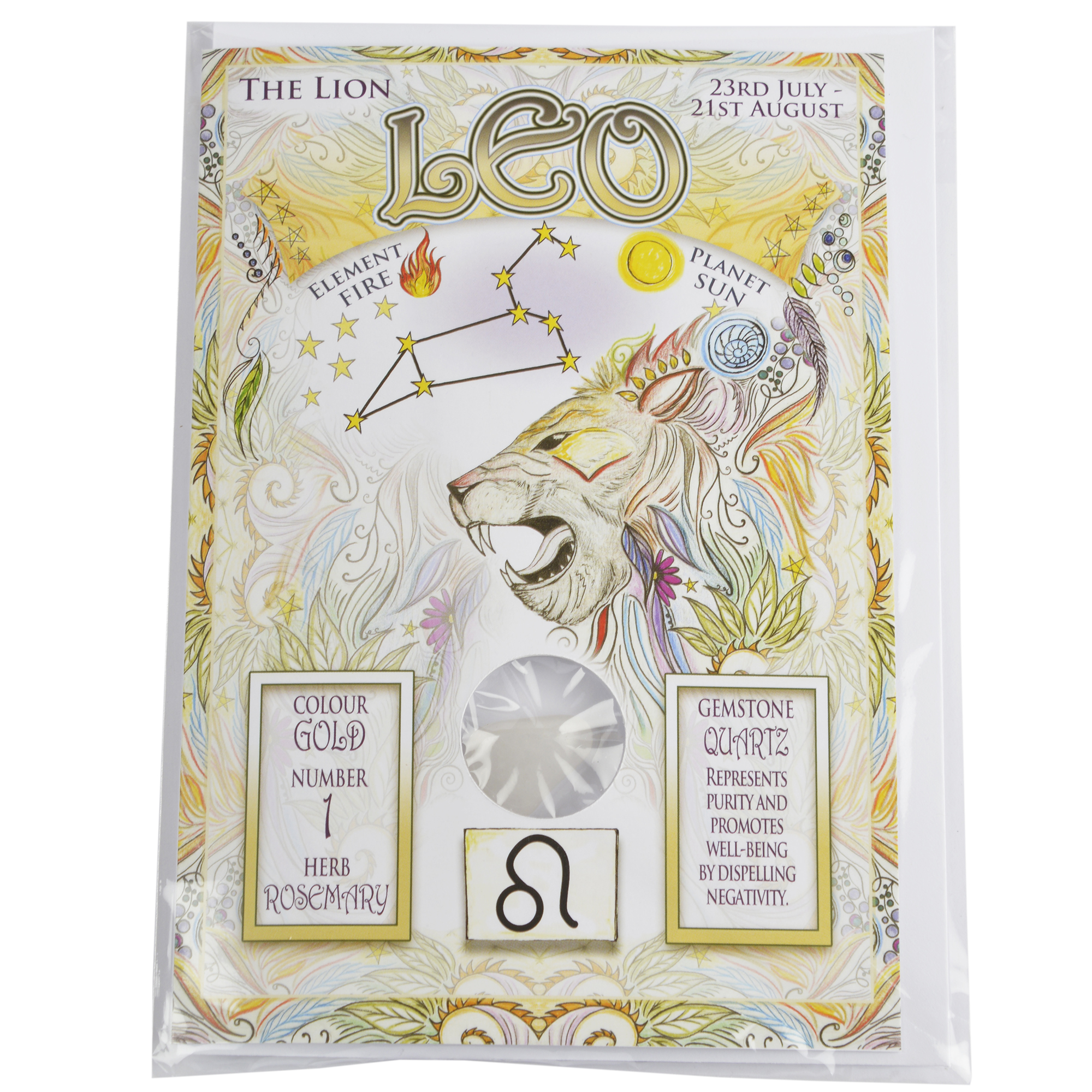 &Quirky Zodiac Card With Gemstone - Leo