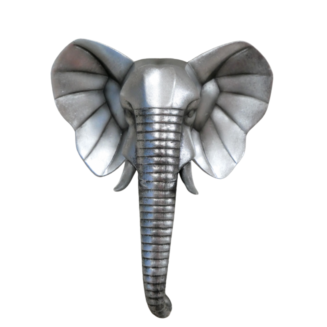 &Quirky Silver Elephant Head Wall Decoration