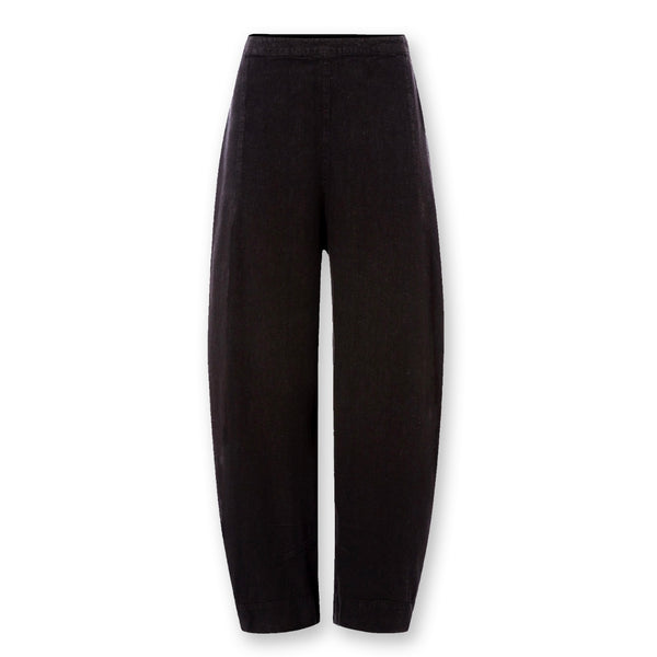 Sahara Textured Linen Crop Bubble Trouser - Black