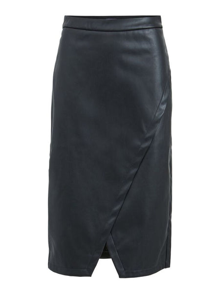 Vila Faux Leather Midi Skirt