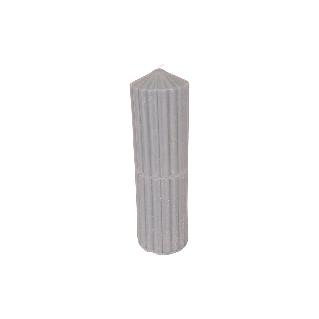 Ribbed Pillar Soy Candle in Grey - 22cm Long