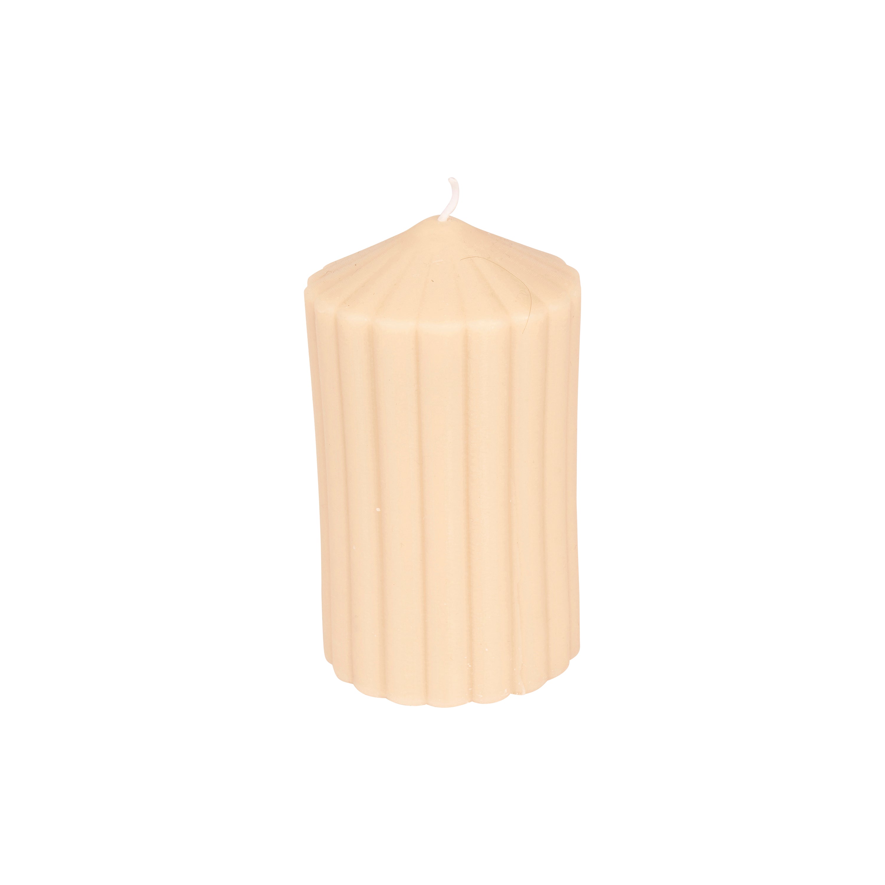 Ribbed Pillar Soy Candle in Ivory - 12cm Long