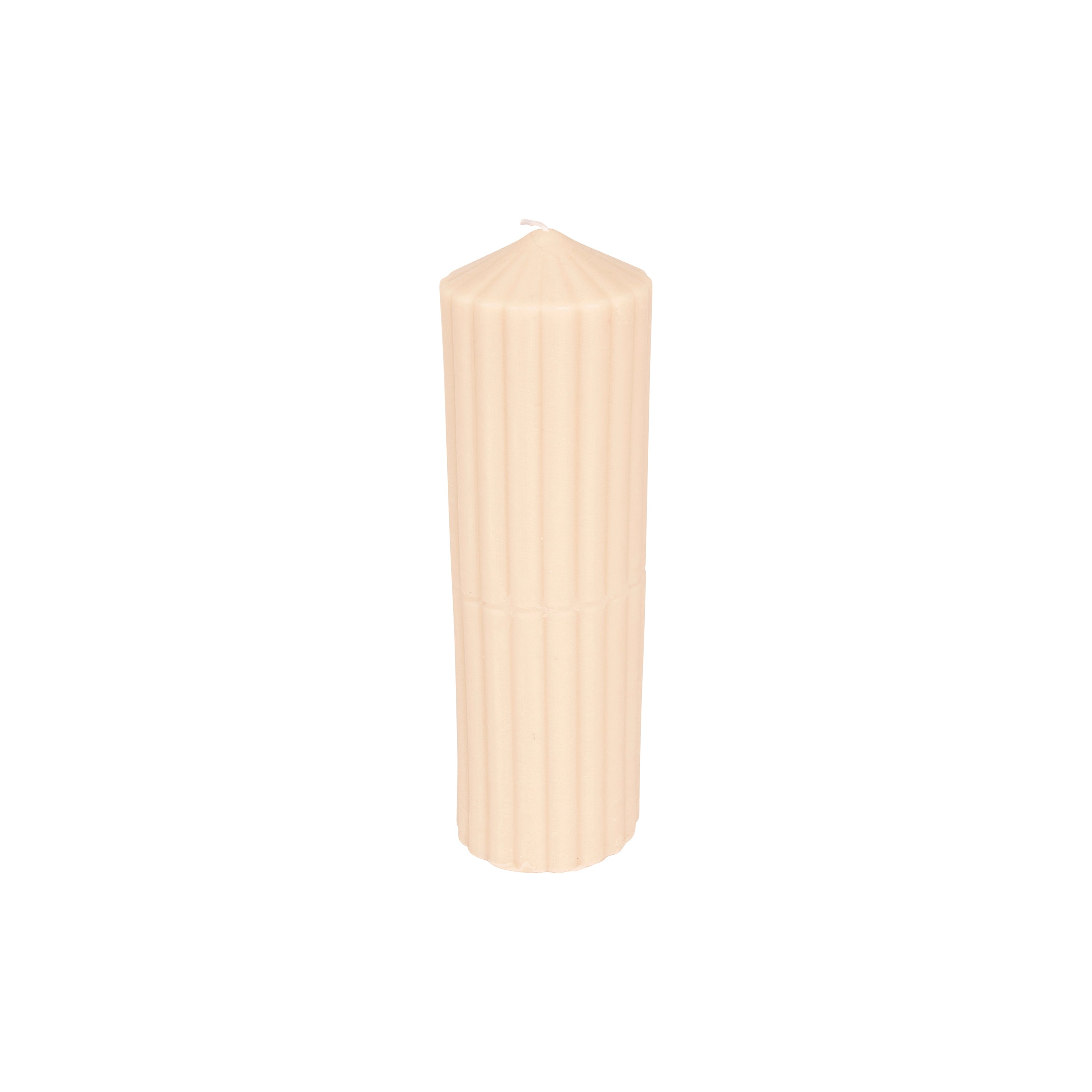 Ribbed Pillar Soy Candle in Ivory - 22cm Long