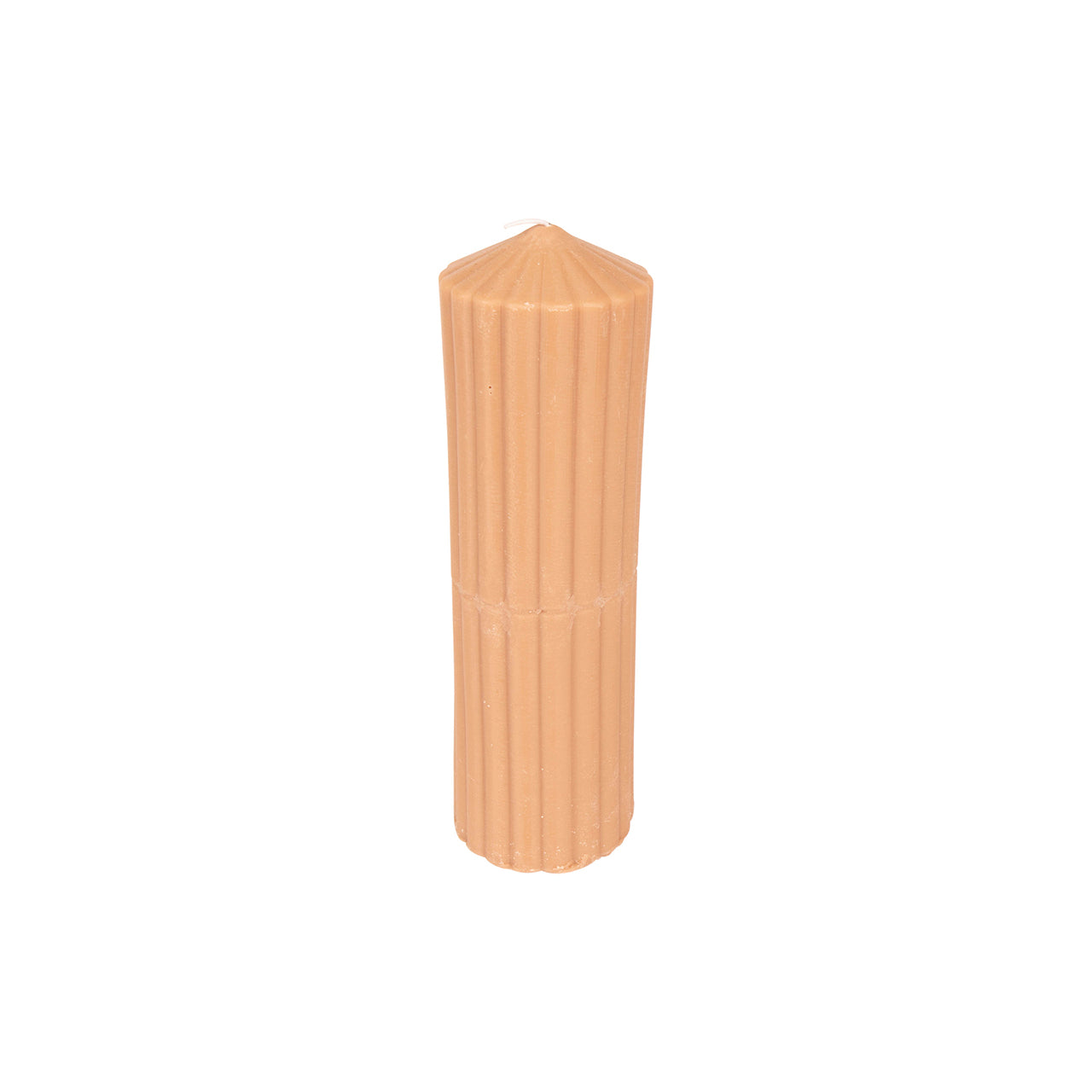 DAY HOME Ribbed Pillar Soy Candle in Light Brown - 22cm Long