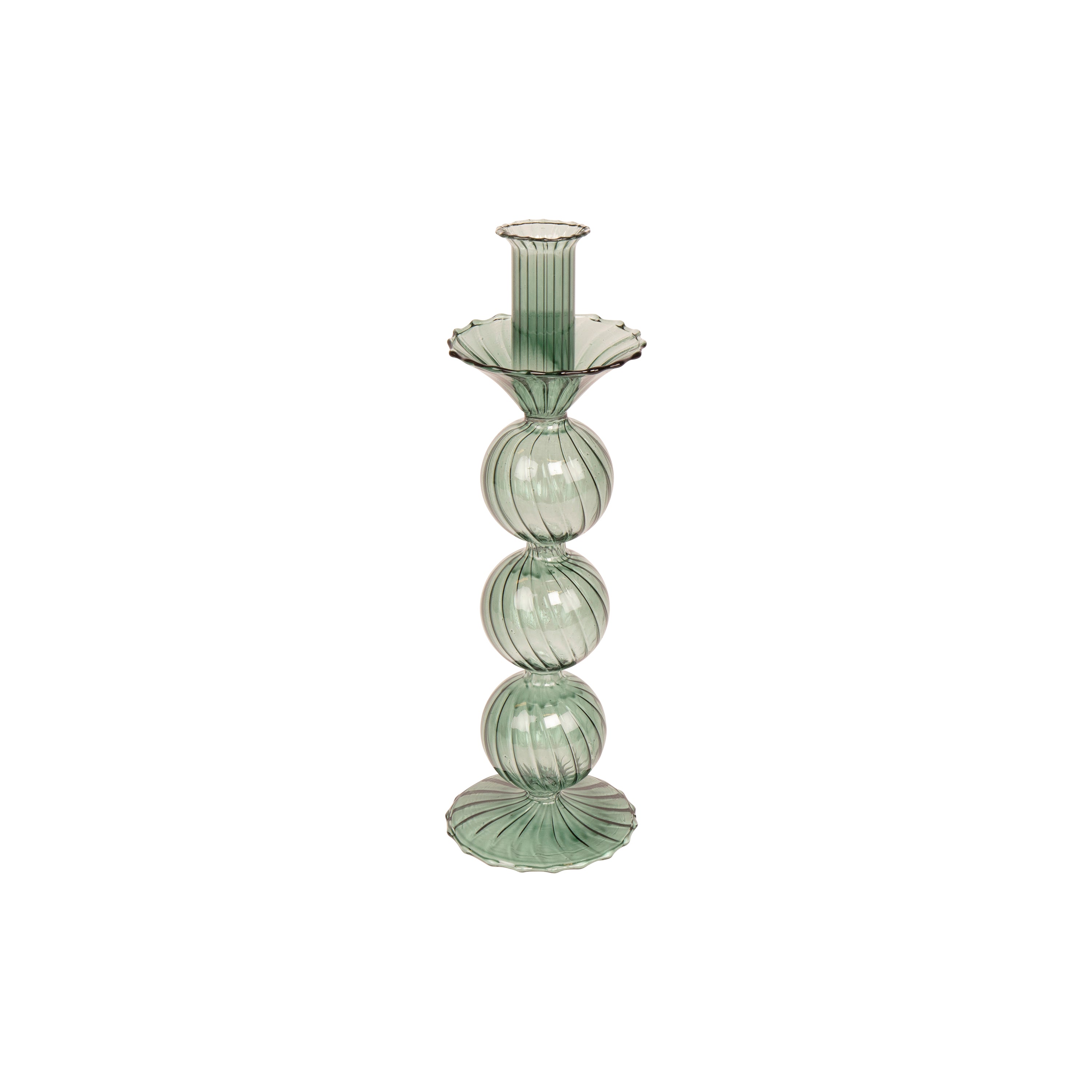 DAY HOME Venizian Green Glass Candleholder in Style 1