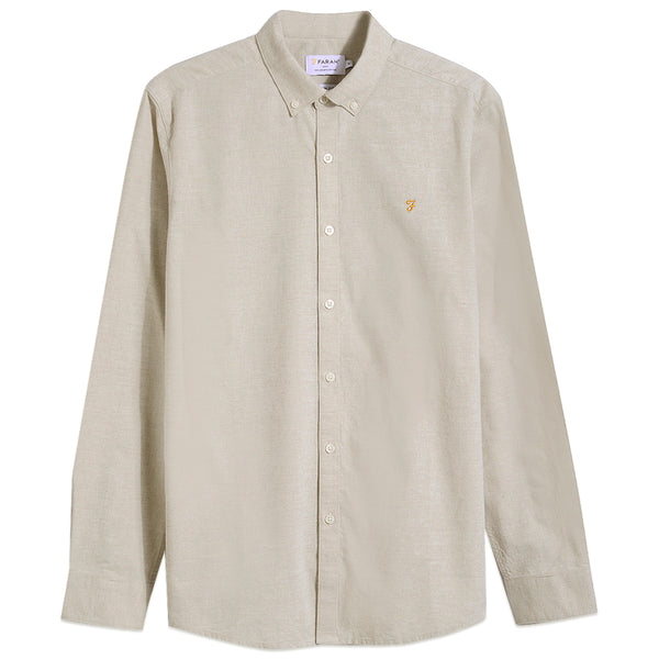 Steen Brushed Cotton Shirt - Smoky Brown Marl