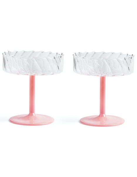 &klevering Set Of Two Pink Twirl Champagne Coupes