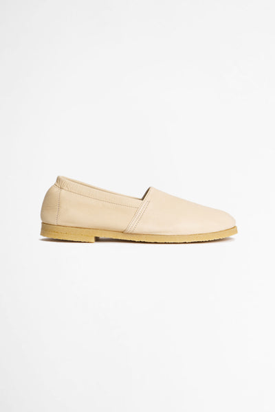 Leather Slip On Shoes Cream