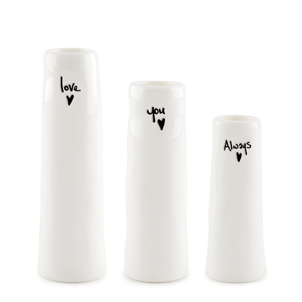 East of India Trio of Ceramic Vases Love You Always