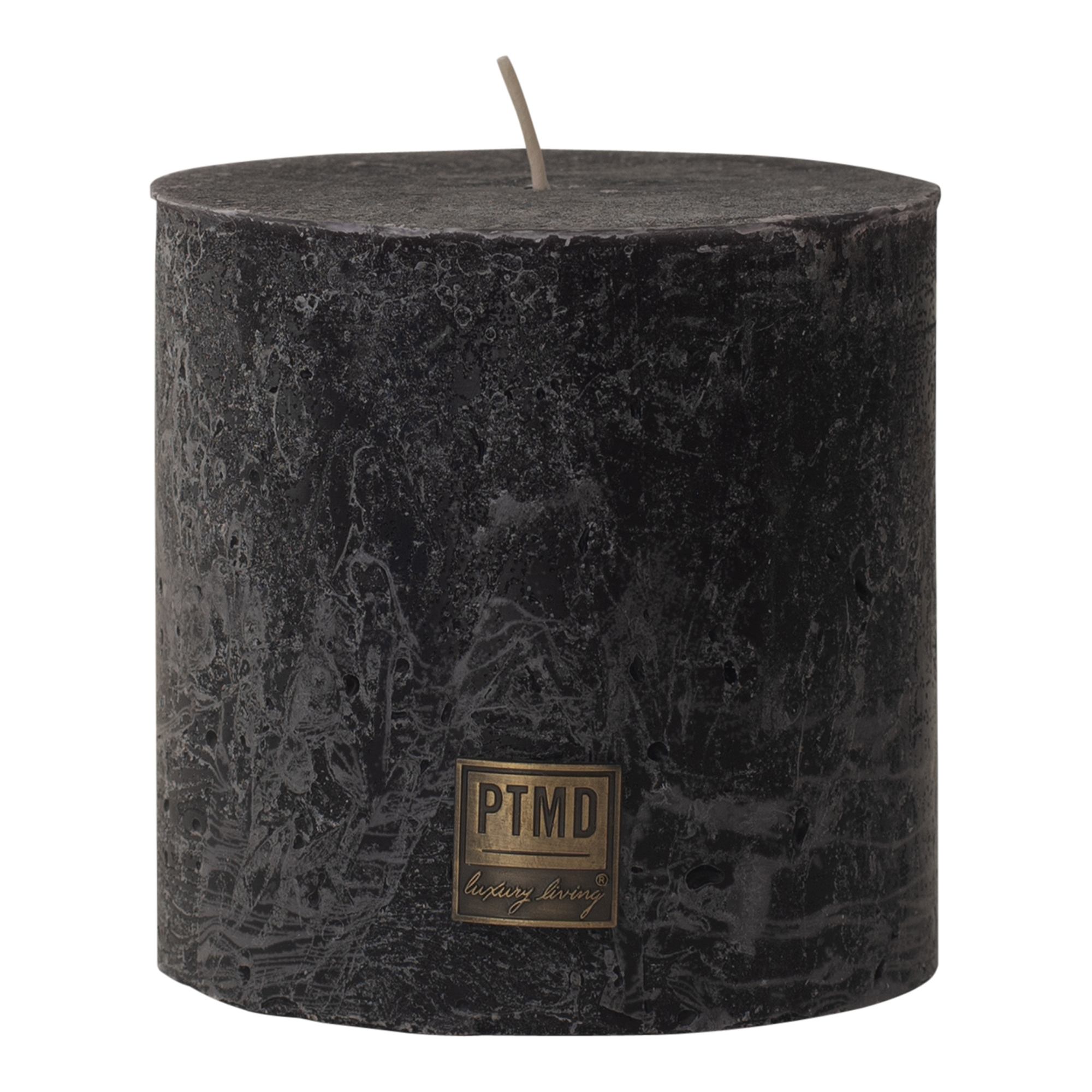 PTMD 10 x 10cm Rustic Charcoal Black Block Candle
