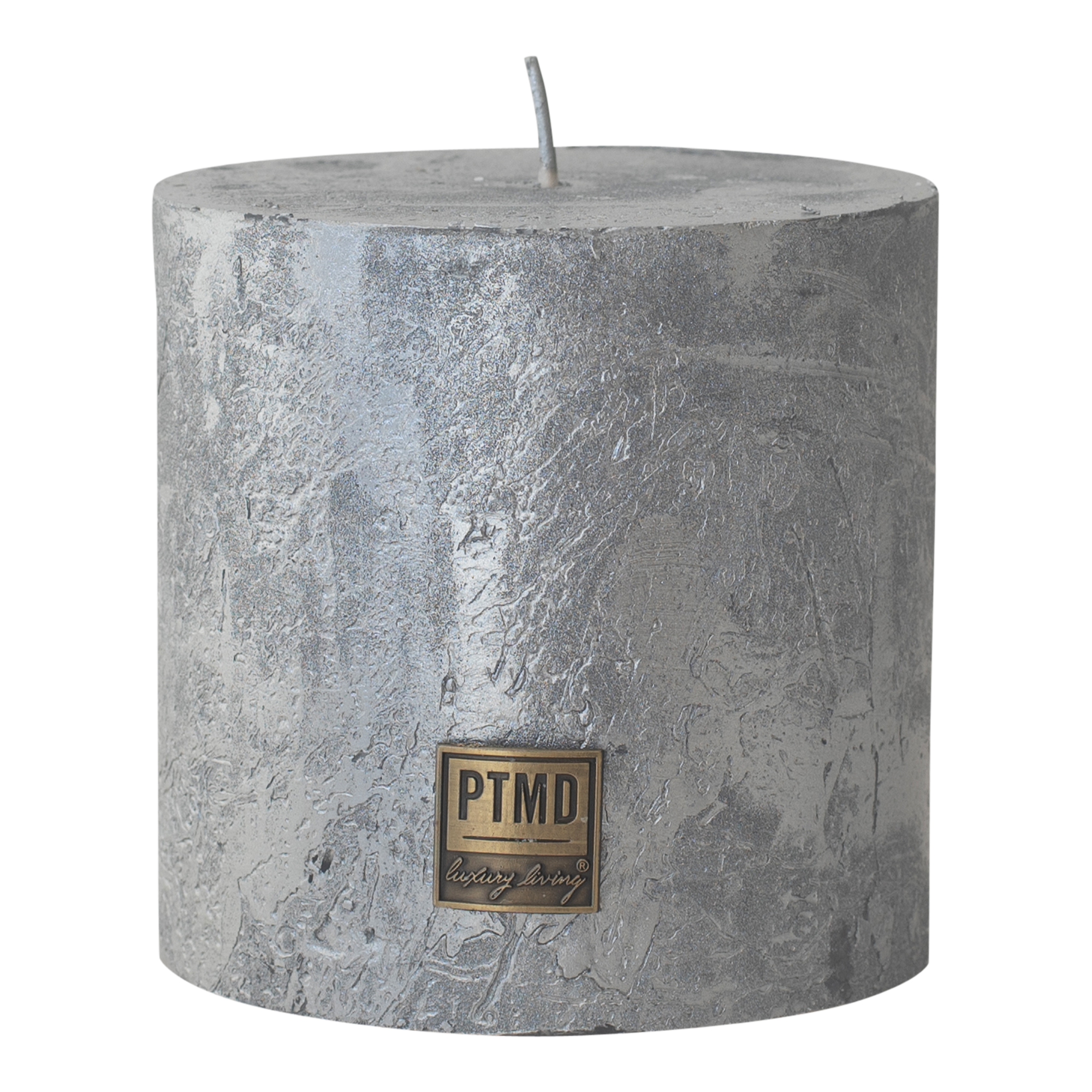 PTMD 10 x 10cm Metallic Silver Wax PTMD Block Candle