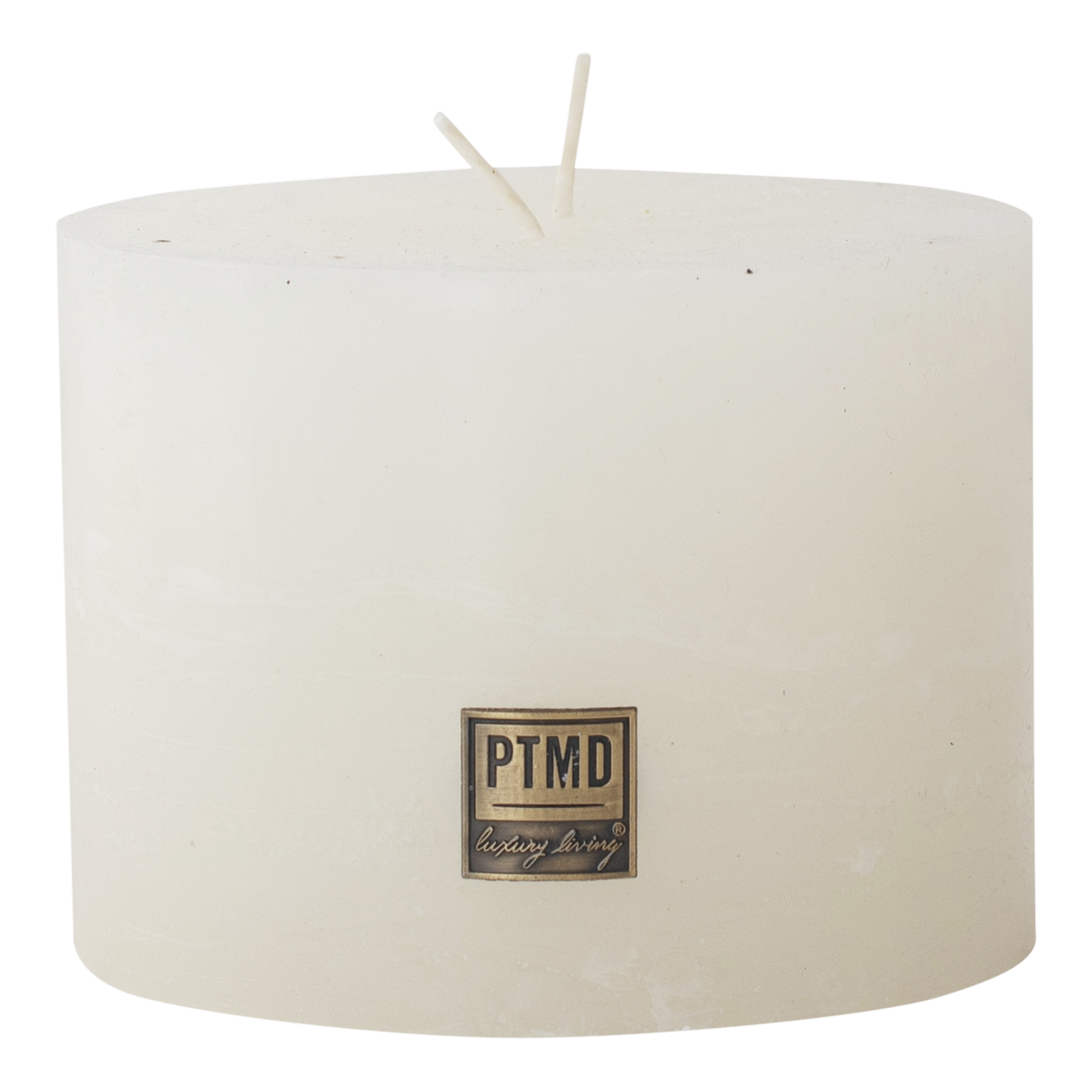 PTMD 9 x 12cm Hot White Wax Rustic Block Candle