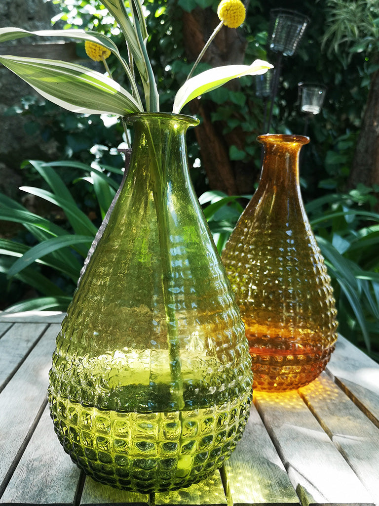 Casa Verde Hobnail Recycled Glass Bottle Vase