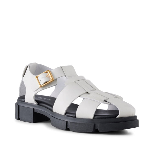 Alva Fisherman Leather Sandal White