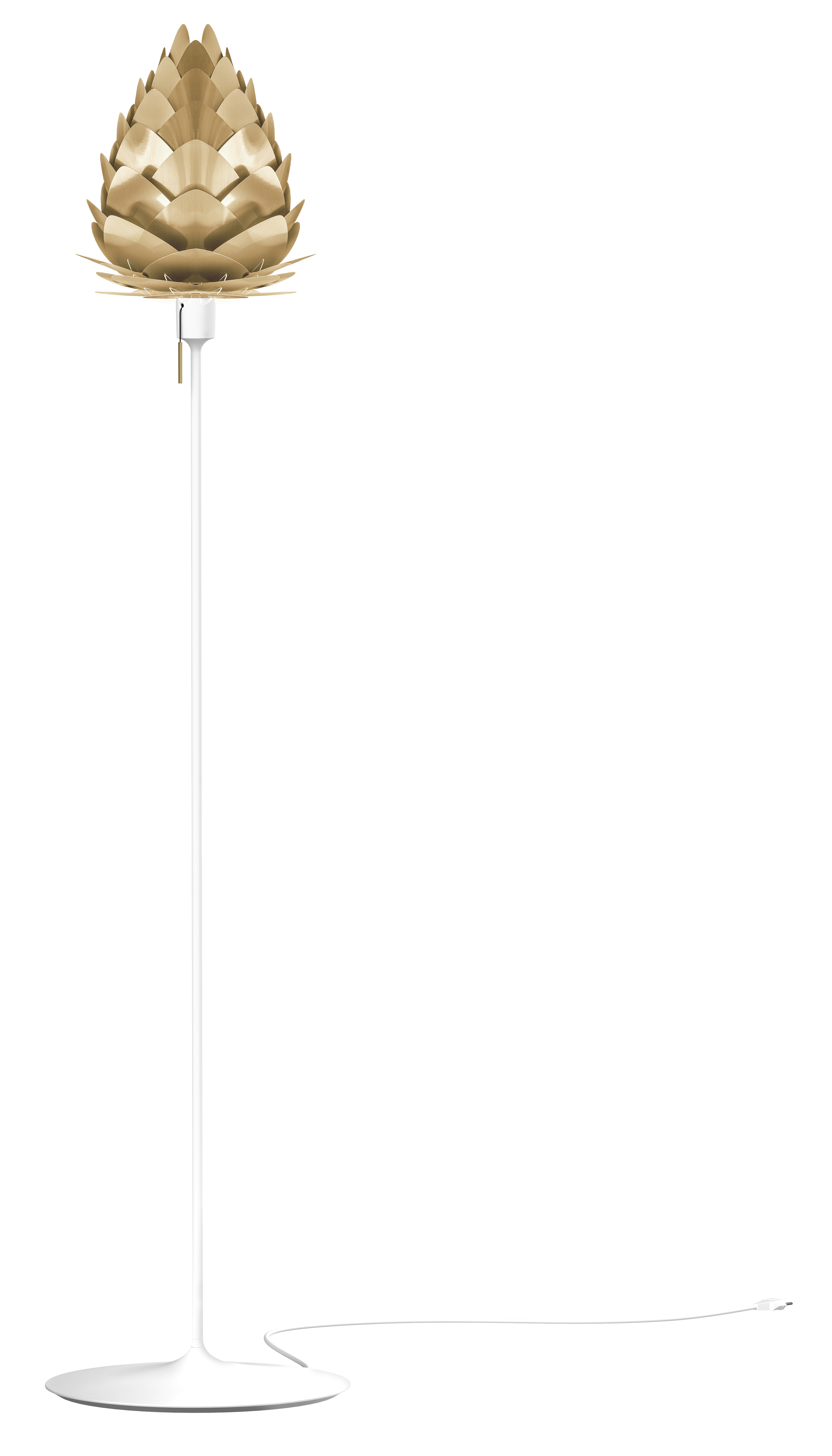UMAGE Mini Brushed Brass Conia Floor Lamp with White Santé Stand