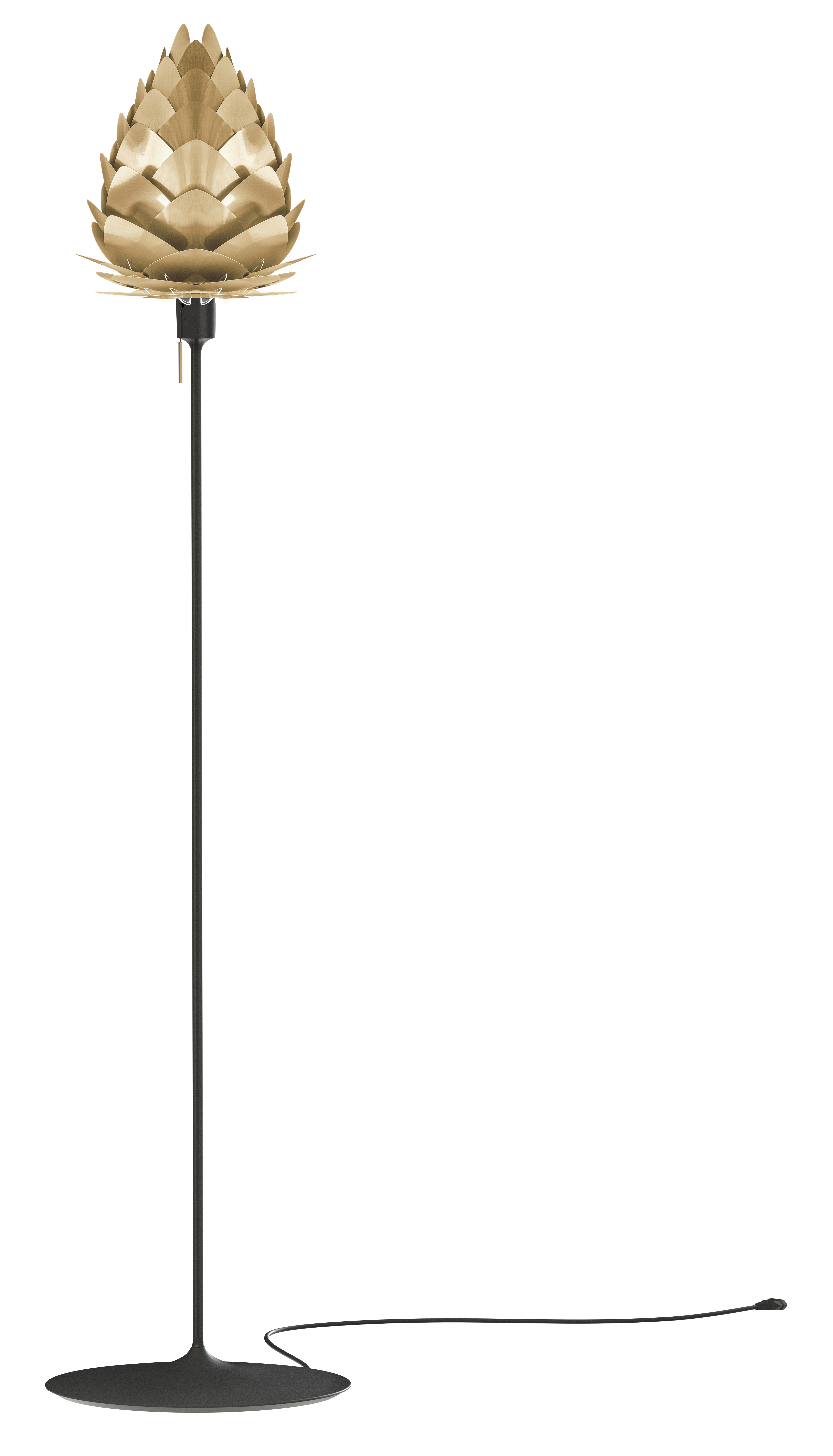 UMAGE Mini Brushed Brass Conia Floor Lamp with Black Santé Stand