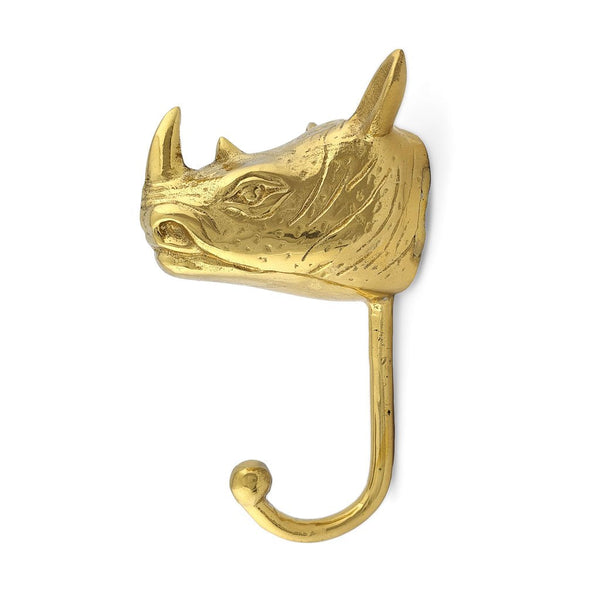 Fern Rhino Head Brass Hook