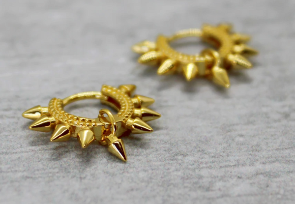 Vermeil Gold Spike Hoops