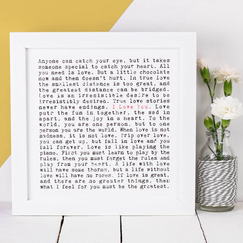 Mint Tea Boutique Wise Words Print - I Love You