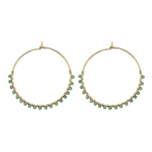 MintTeaBoutique Isles & Stars Gold And Silver Hoops With Green, Orange Or Yellow Beads