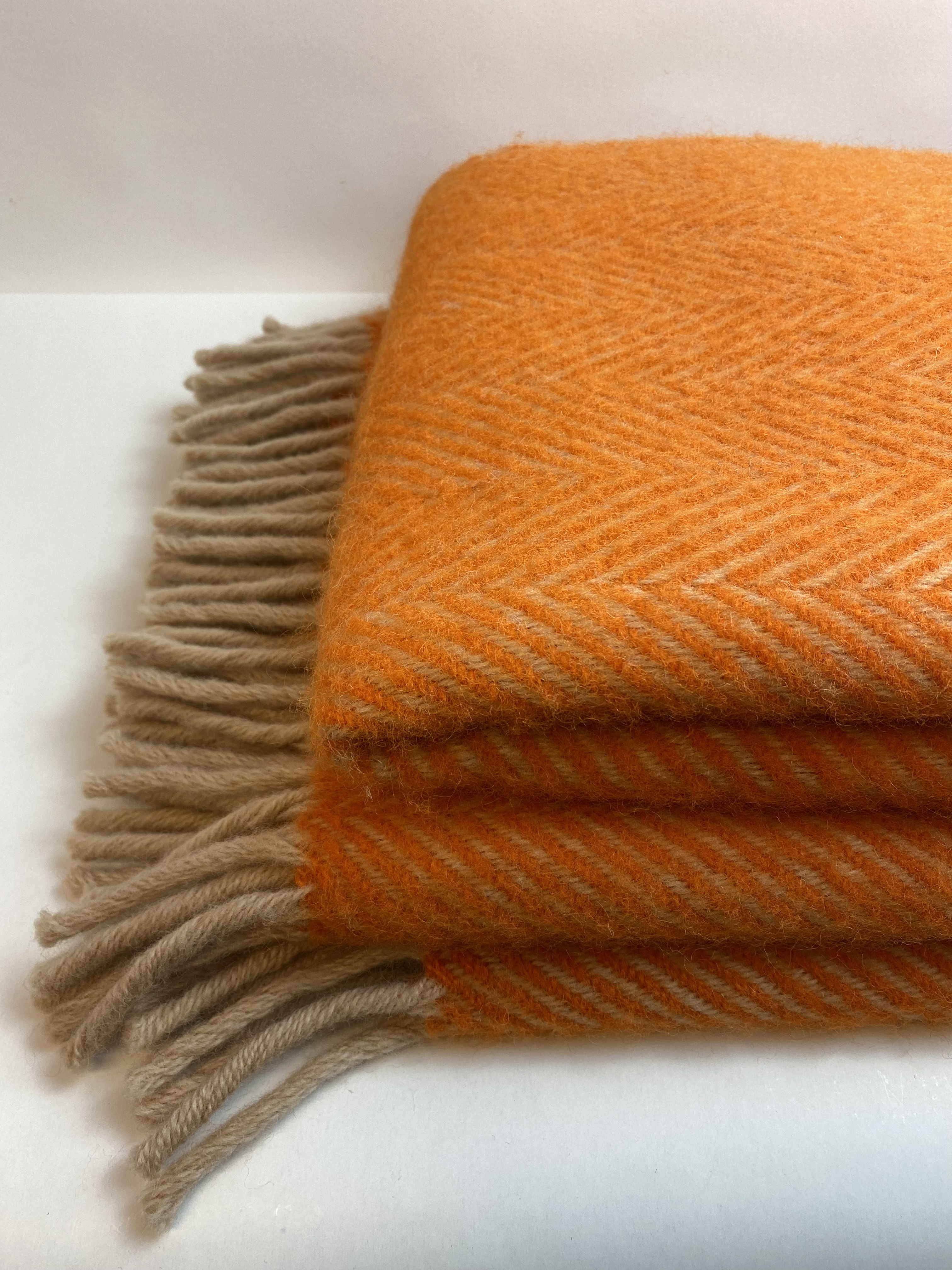 D&T Design Blanket Wool  Herringbone Orange/beige FB 3637