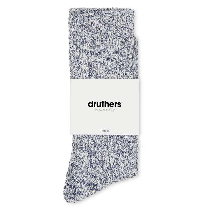 Organic Rib Slub Socks - Navy / White