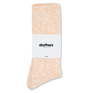 Organic Rib Slub Socks - Peach / White