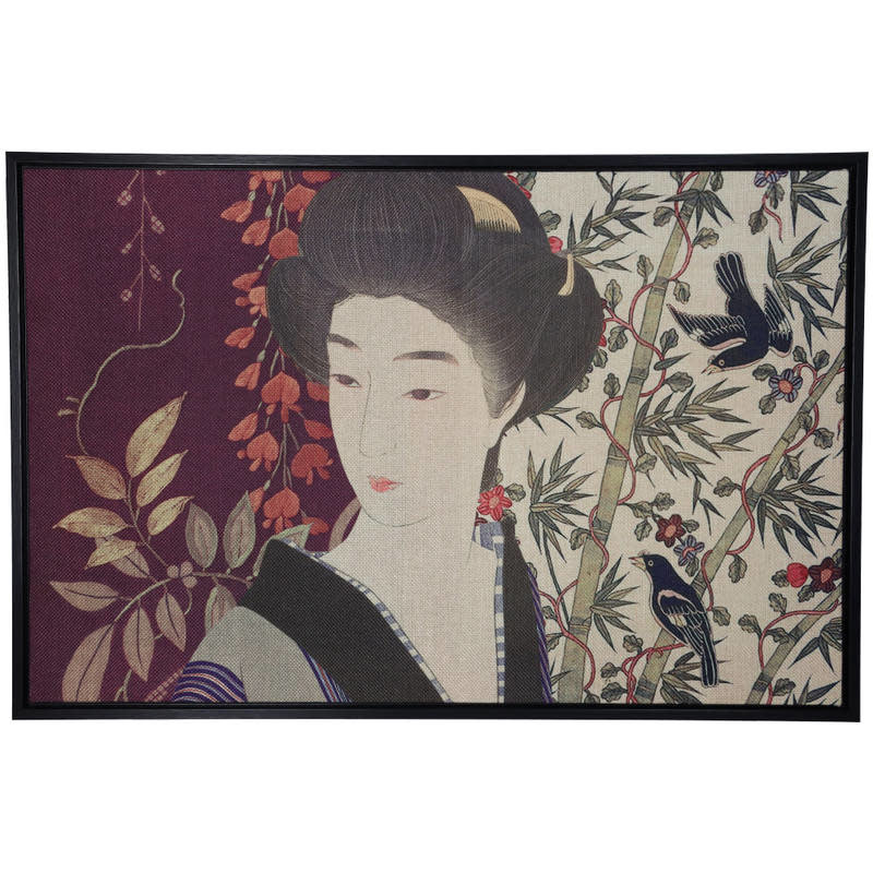 Wall decoration Geisha on linen 60x3x40cm