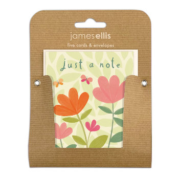 Just a Note Pink and Orange Flower Cards Set of 5