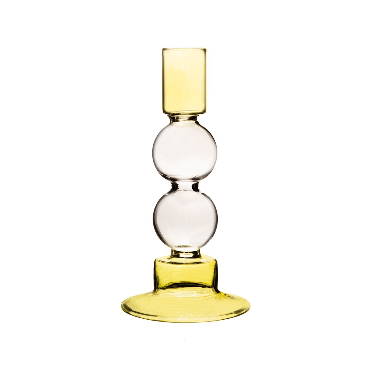 Sass & Belle  Olive & Grey Glass Two Tone Bubble Candlestick Holder