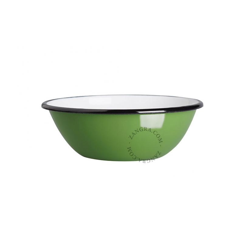 Zangra Large Green Enamel Bowl