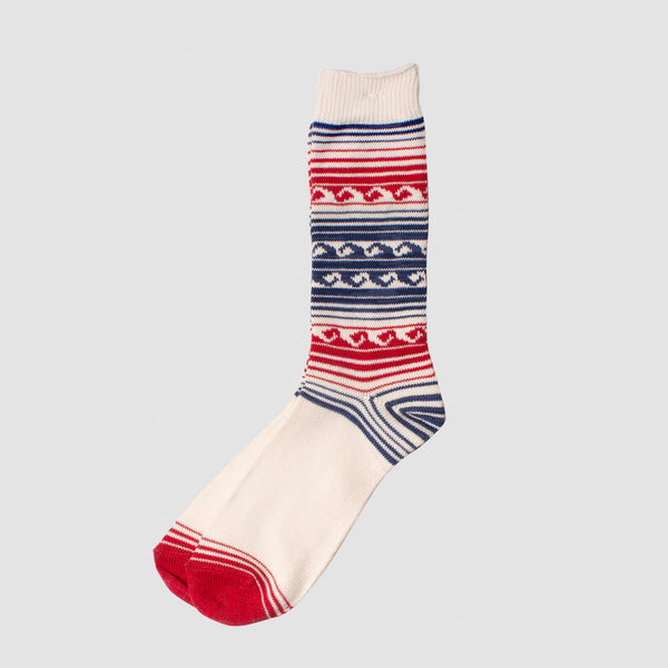 Wave Pattern 3q Sock - Oatmeal