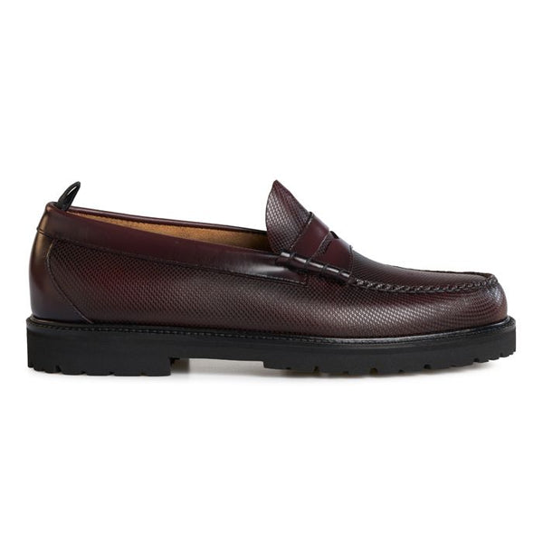 X Fred Perry Textured Penny Loafer - Wine