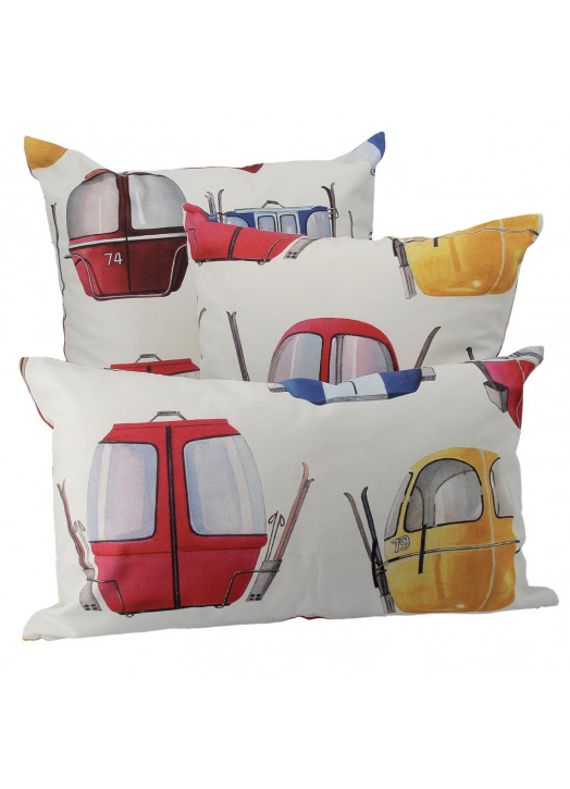 BOUTIQUE CARPE DIEM Cushion Cover Télécabines Blue Red Yellow