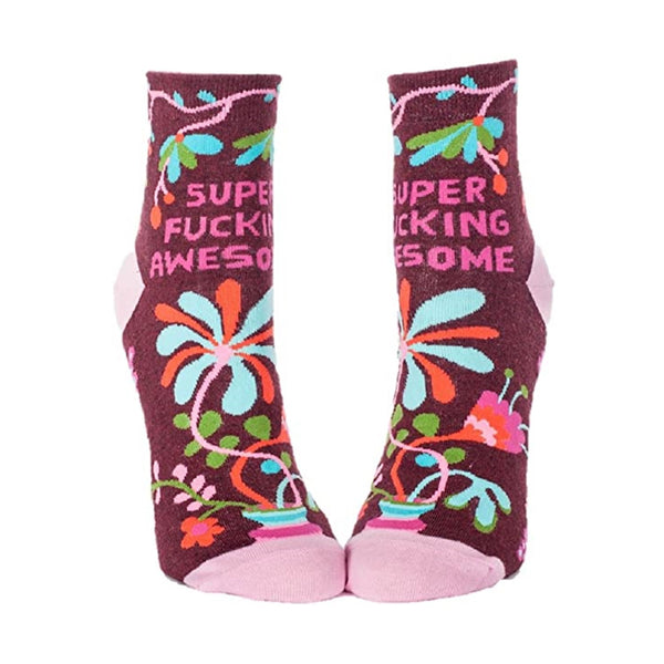 Floral Purple Cotton Socks Super Awesome