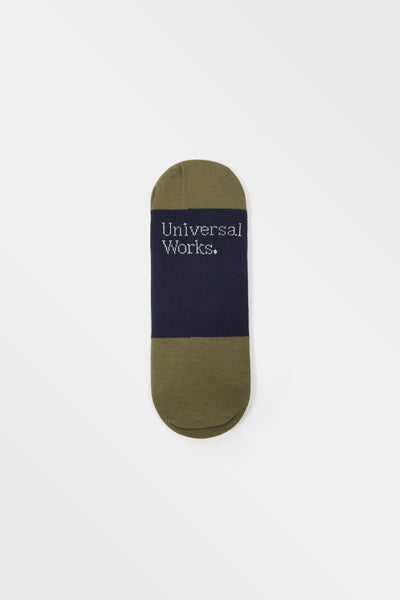 Universal Works No Show Socks Navy/Olive