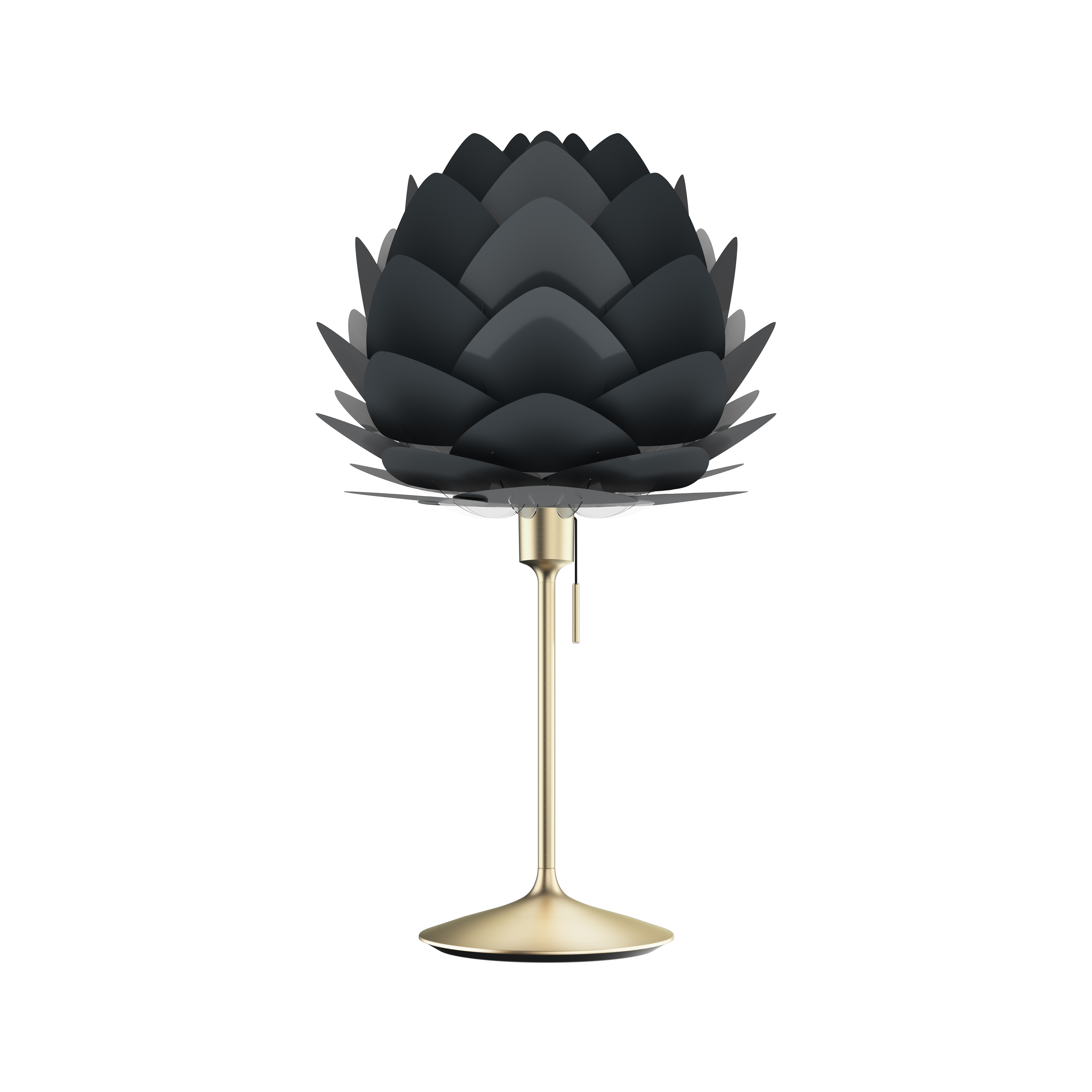 UMAGE Mini Anthracite Grey Aluvia Table Lamp with Brushed Brass Santé Stand