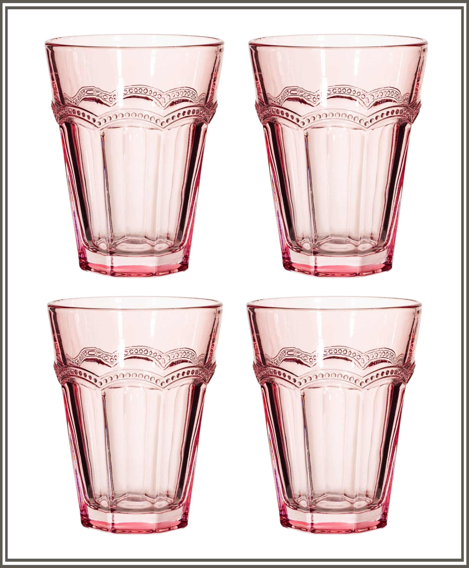 Sass & Belle  Clarisse Drinking Glass Pink (set Of 4)