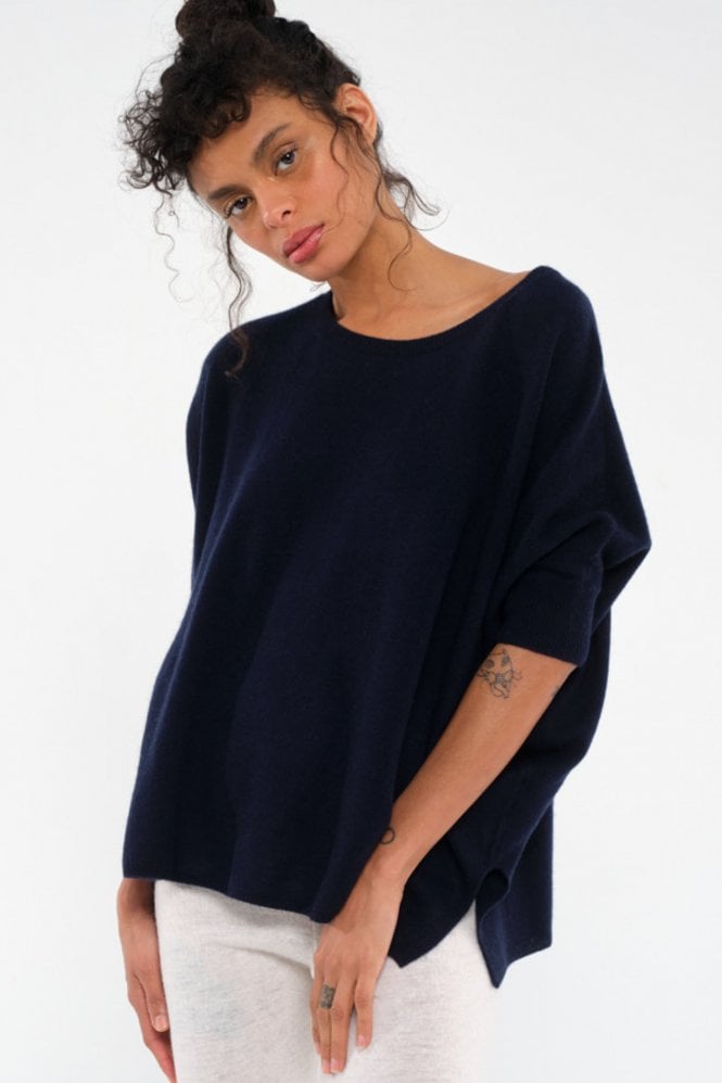 Olympe Oversize Cashmere Scoop Neck In Nuit