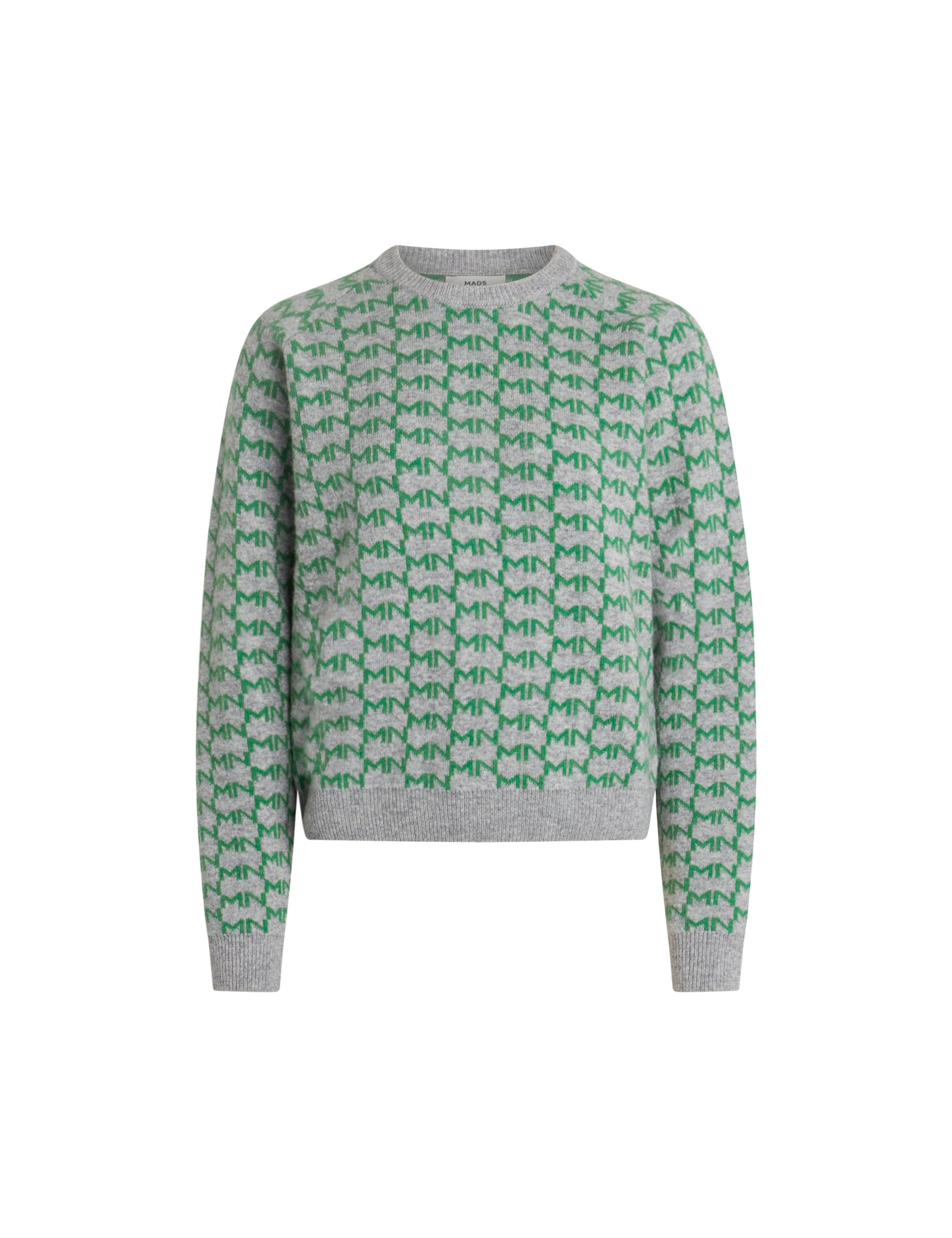 Mads Norgaard Kono Sweater Light Grey Melange/Deep Mint