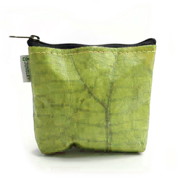 Jungley Leaf Leather Coin Purse - Green