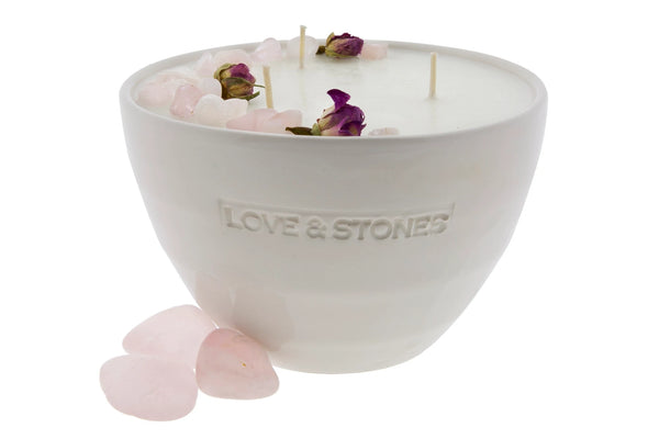 Love & Stones Love – Rosenblätter Und Rosenquarz Medium Weiß