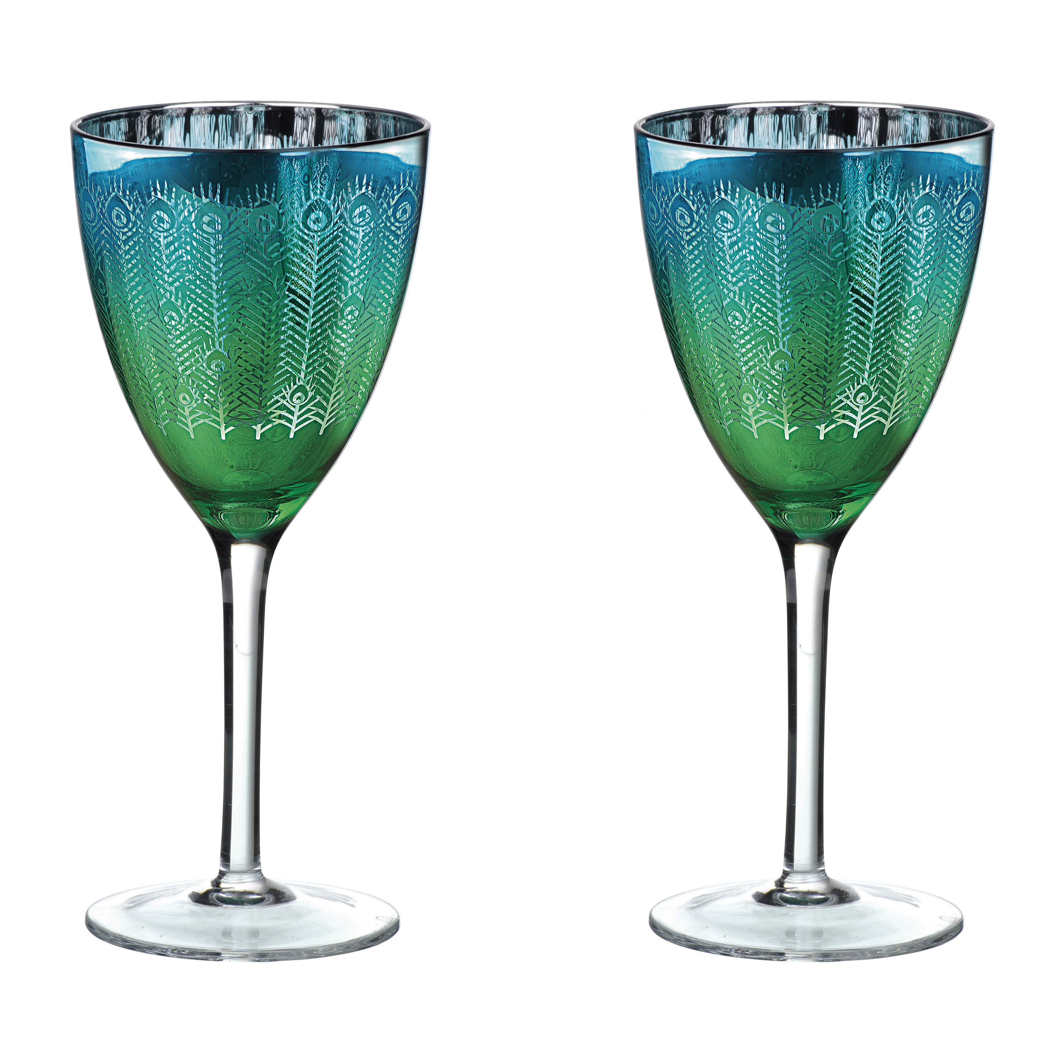 Artland Peacock Wine Glasses - Set of 2