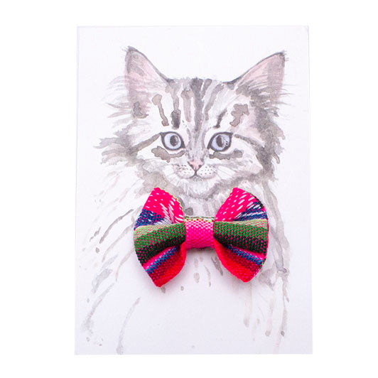 Inca Pink Cat Bow Tie