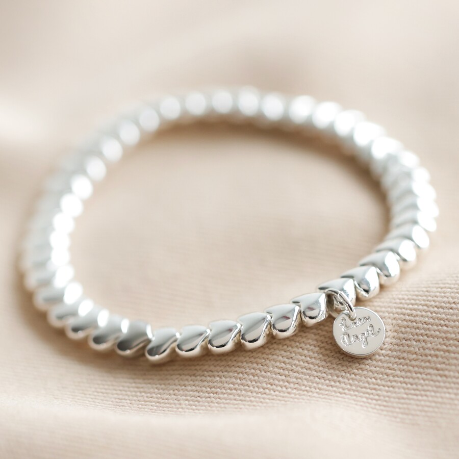 Lisa Angel Beaded Hearts Bracelet In Silver