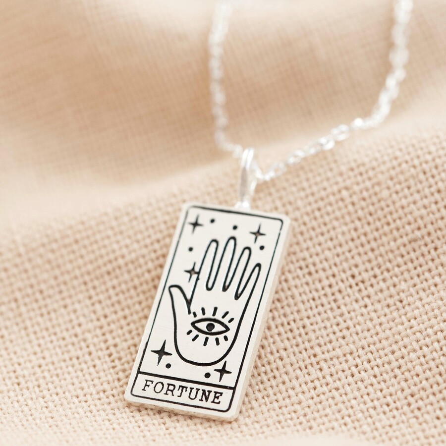 Lisa Angel Silver Fortune Tarot Card Pendant Necklace
