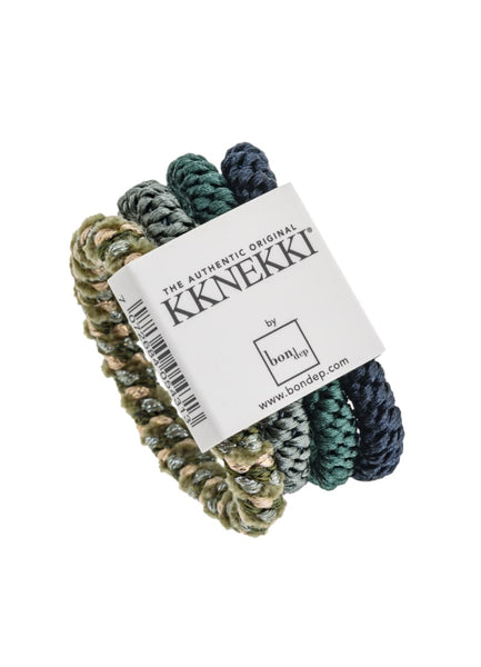 Kknekki Set Of 4 Navy & Green Hair Ties